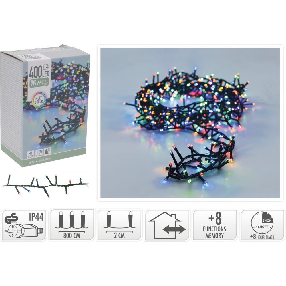 Kerstverlichting micro cluster | 400 LED lampjes | multicolor | 8 meter