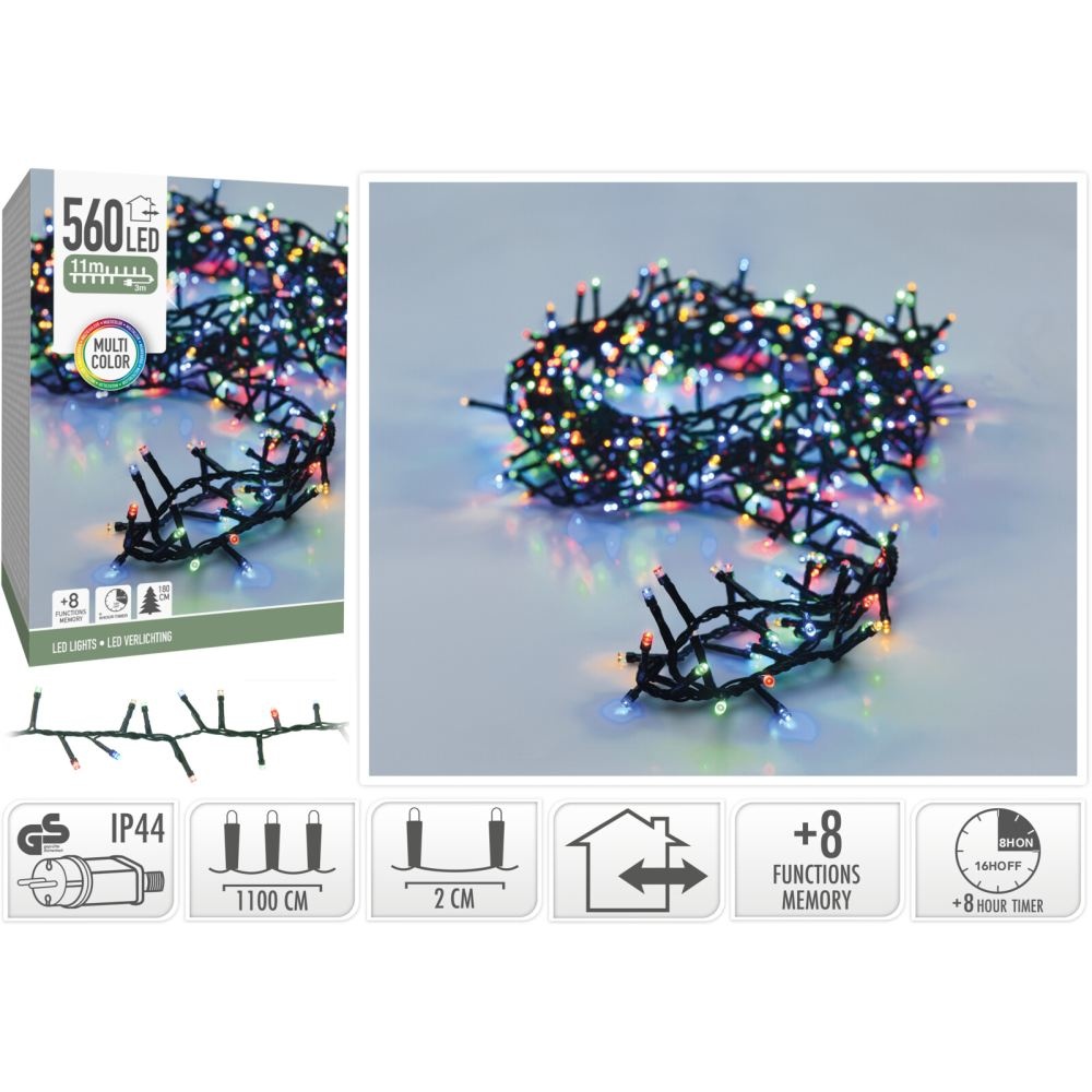Kerstverlichting micro cluster | 560 LED lampjes | multicolor | 11 meter