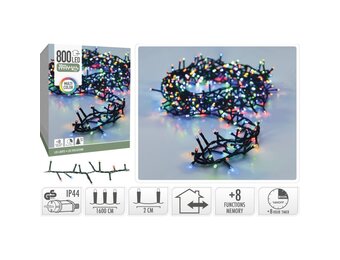 Kerstverlichting micro cluster | 800 LED lampjes | multicolor | 16 meter