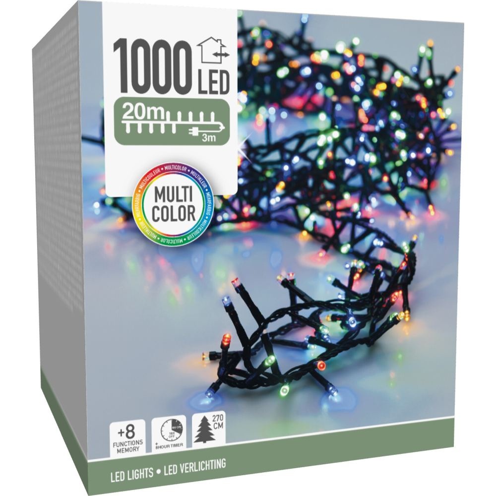 Kerstverlichting micro cluster | 1000 LED lampjes | multicolor | 20 meter