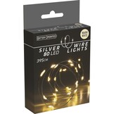 Kerstverlichting zilverdraad | 100 LED lampjes | warm wit | op batterijen | 4 meter