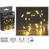 Kerstverlichting zilverdraad | 100 LED lampjes | warm wit | op batterijen | 4 meter