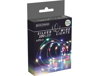 Kerstverlichting zilverdraad | 100 LED lampjes | multicolor | op batterijen | 5 meter