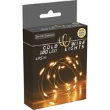 Kerstverlichting gouddraad | 100 LED lampjes | extra warm wit | op batterijen