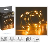 Kerstverlichting gouddraad | 100 LED lampjes | extra warm wit | op batterijen