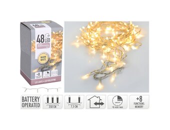 Kerstverlichting | 48 LED lampjes | met timer functie | warm wit | 3,5m