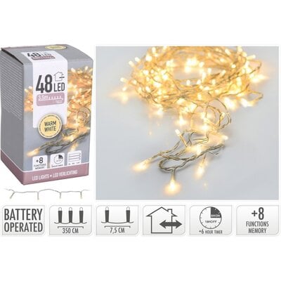 Kerstverlichting | 48 LED lampjes | met timer functie | warm wit | 3,5m