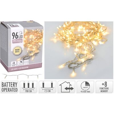Kerstverlichting | 96 LED lampjes | met timer functie | warm wit | 7m