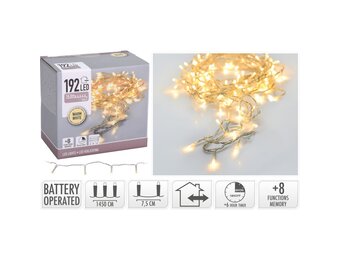 Kerstverlichting | 192 LED lampjes | met timer functie | warm wit | 14,5m