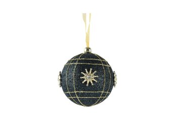 Kerstbal met zonnen | foam | nachtblauw | 8cm