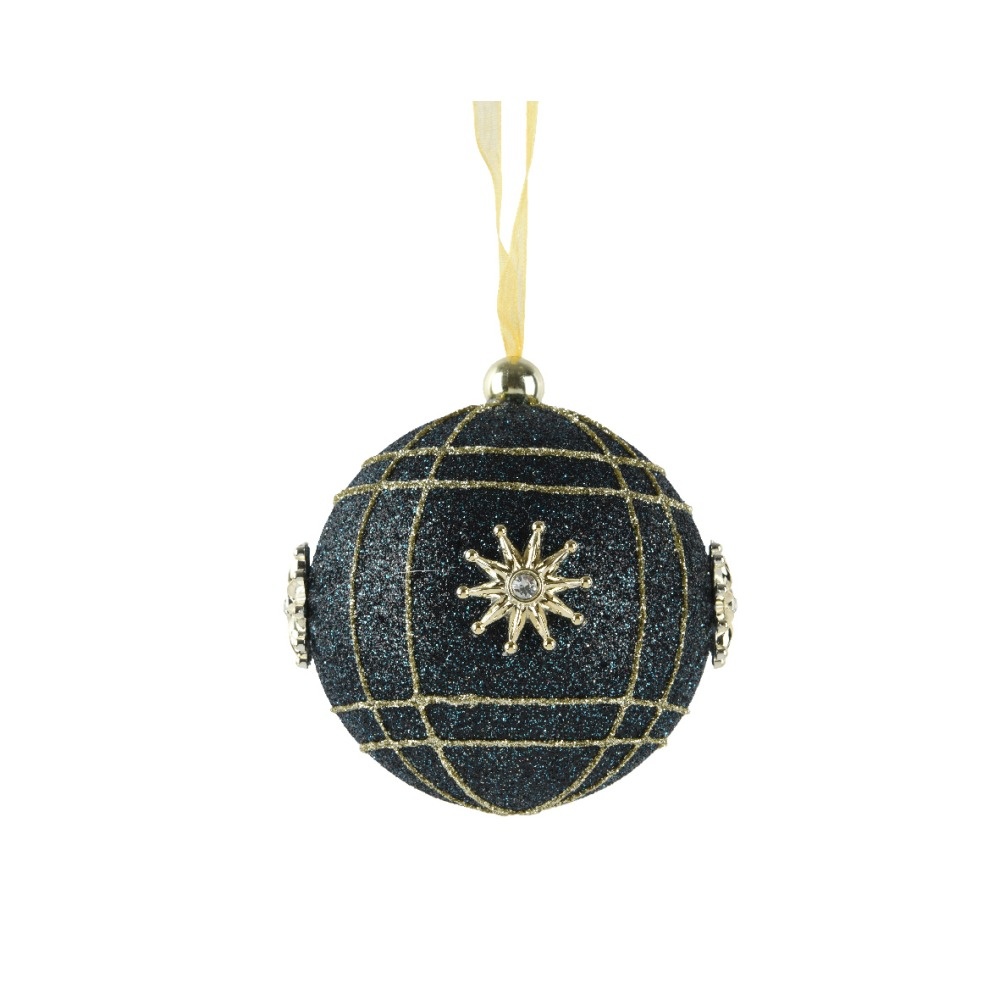 Kerstbal met zonnen | foam | nachtblauw | 8cm