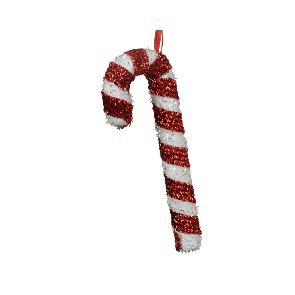 Kersthanger zuurstok | foam | rood/wit | 20,5cm