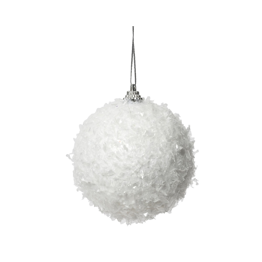 Kerstbal op draad | foam | wit | 8cm