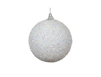 Kerstbal glitters | foam | wit | 8cm