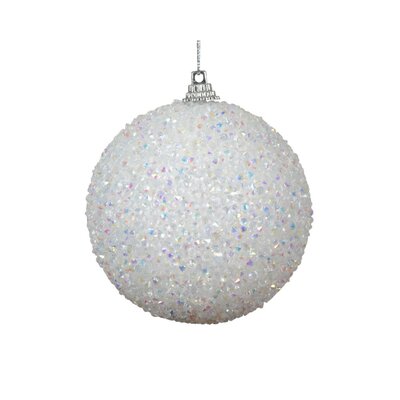 Kerstbal glitters | foam | wit | 8cm