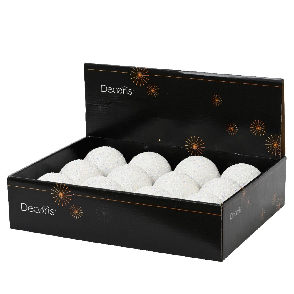 Kerstbal glitters | foam | wit | 8cm