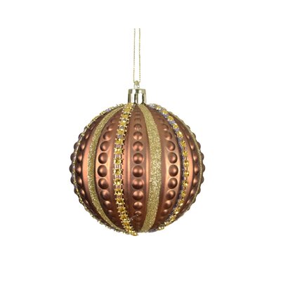 Kerstbal | plastic | goud/espresso | 8cm