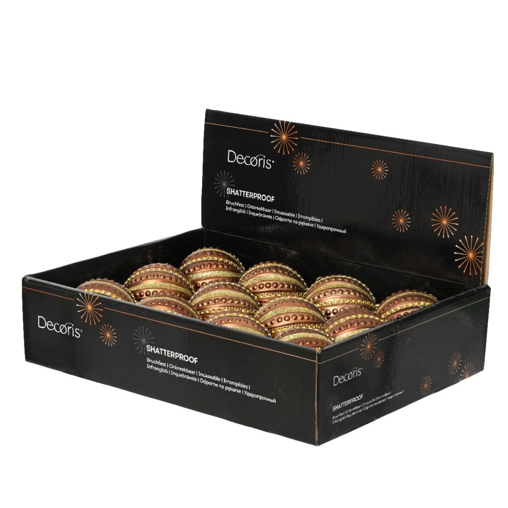 Kerstbal | plastic | goud/espresso | 8cm