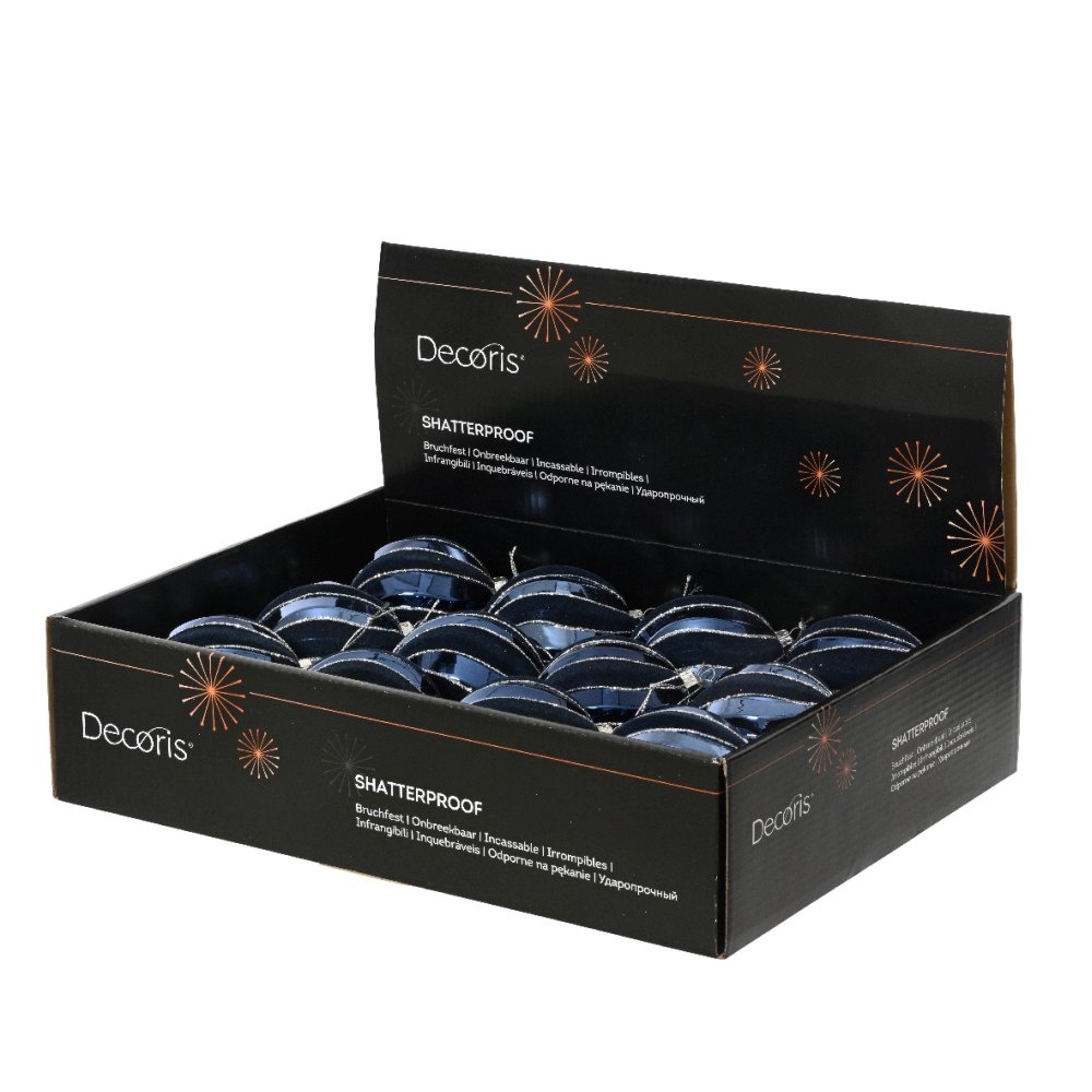 Kerstbal | plastic | zwart/wit | 8cm