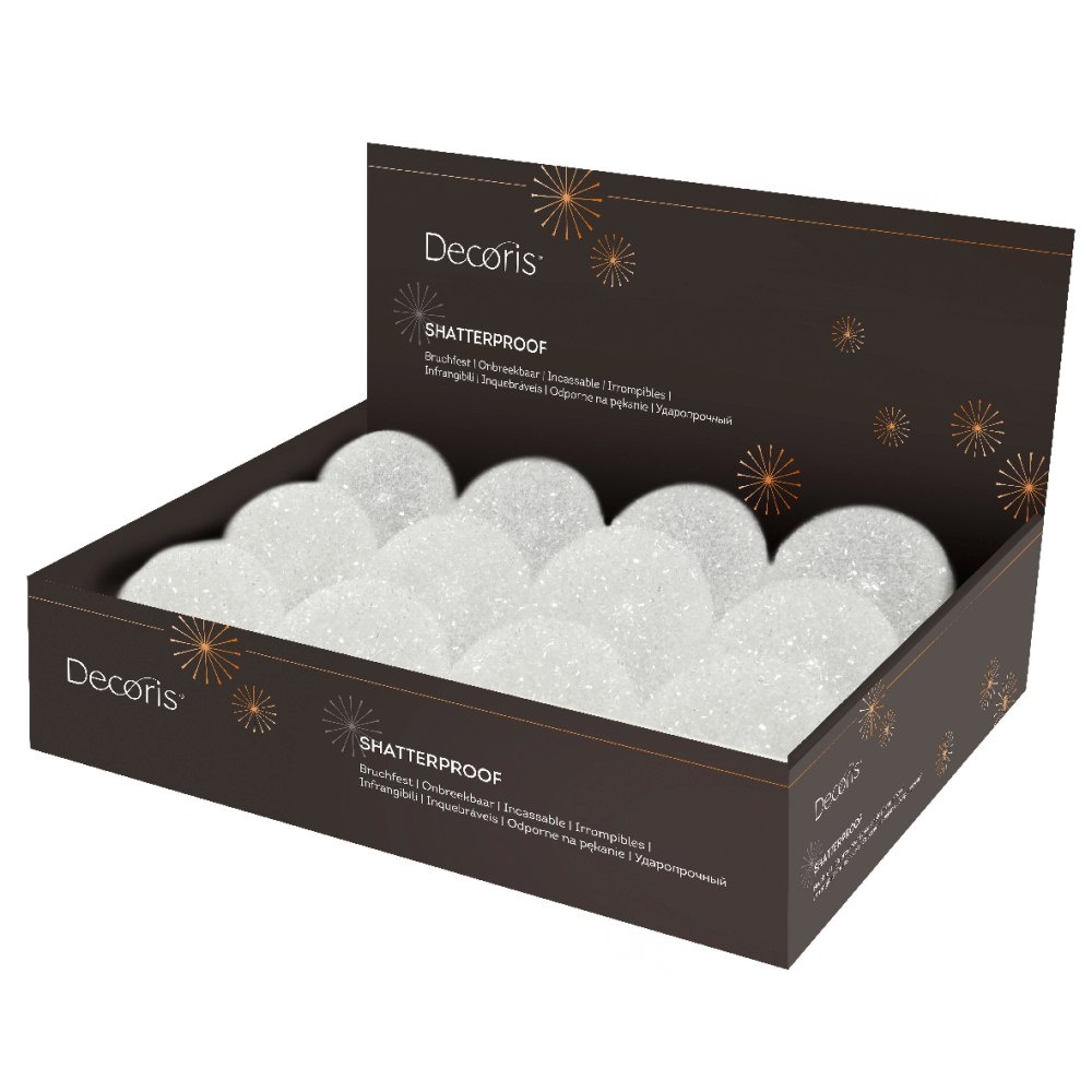 Kerstbal | kunststof | wit met bevroren details | 10cm