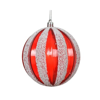 Kerstbal | plastic | rood/wit | 10cm