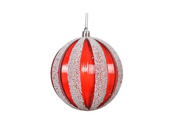 Kerstbal | plastic | rood/wit | 8cm