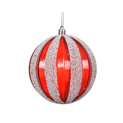 Kerstbal | plastic | rood/wit | 8cm