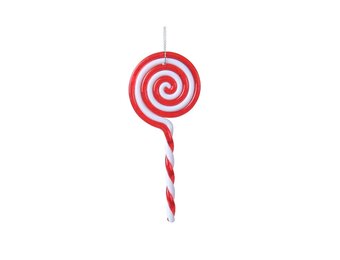 Kersthanger lolly | plastic | rood/wit | 13cm