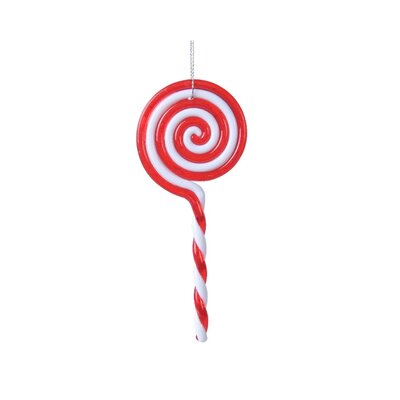 Kersthanger lolly | plastic | rood/wit | 13cm