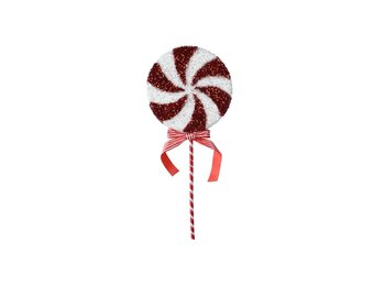 Kersthanger lolly met strik | foam | rood/wit | 48cm