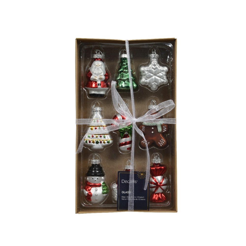 Kersthanger poppetjes box | 9-delig | glas