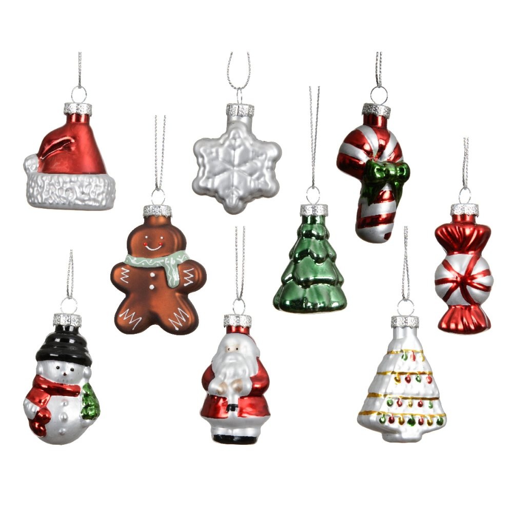 Kersthanger poppetjes box | 9-delig | glas