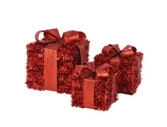 Pakjes met strik | 3-delig | kunststof | rood