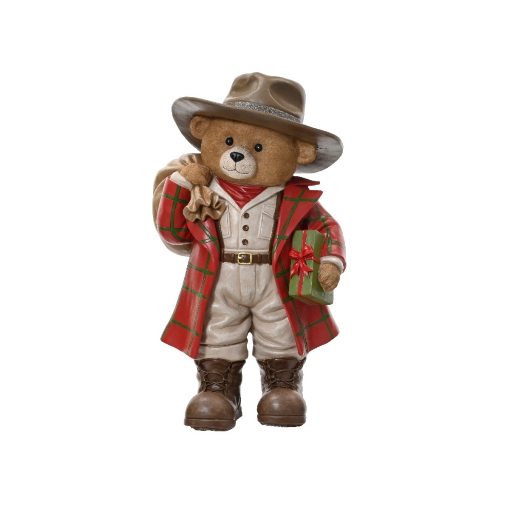 Beer met pakjes | polyresin | rood | 62,5cm