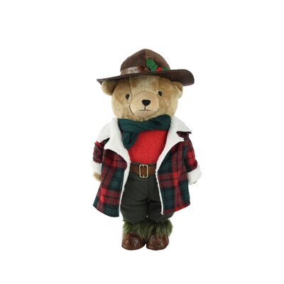 Beer met sjaal | polyester | rood | 60cm