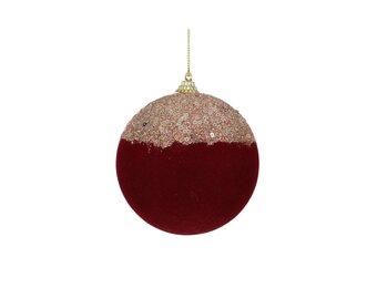 Kerstbal | foam | ossenbloed met glitters | 10cm