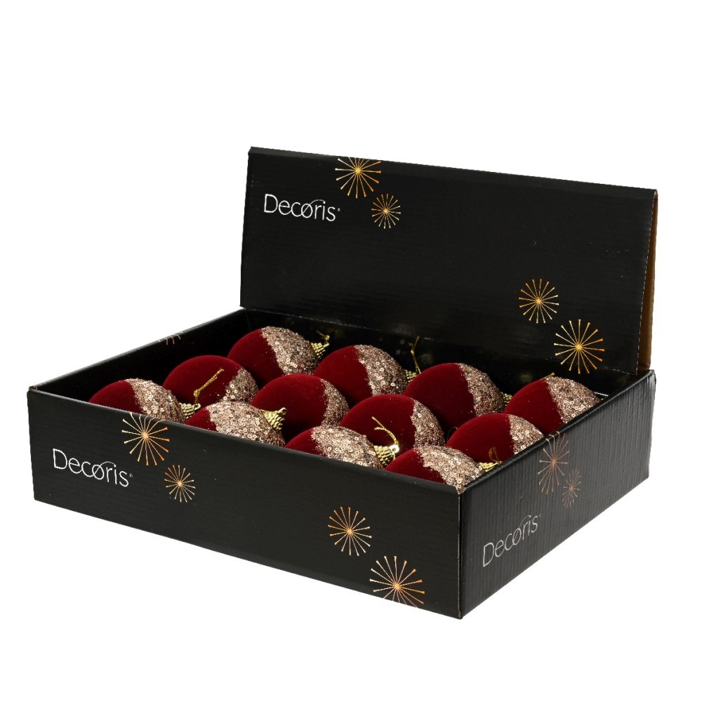 Kerstbal | foam | ossenbloed met glitters | 8cm