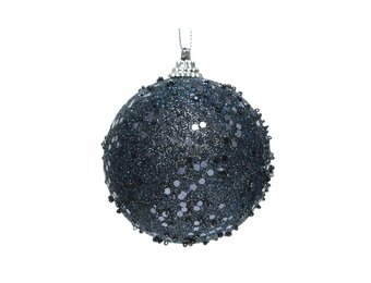 Kerstbal | foam | nachtblauw met glitters | 8cm
