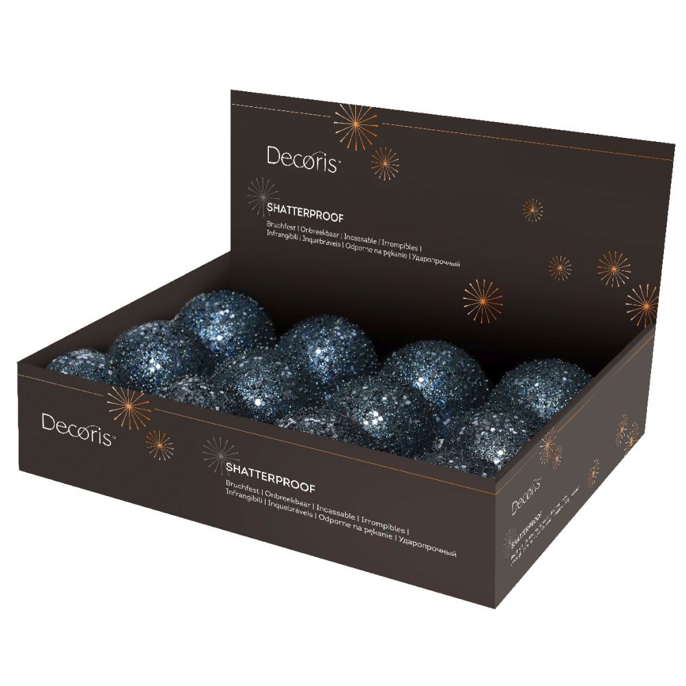 Kerstbal | foam | nachtblauw met glitters | 8cm