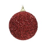 Kerstbal | foam | rood met glitters | 8cm