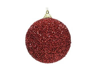 Kerstbal | foam | rood met glitters | 8cm