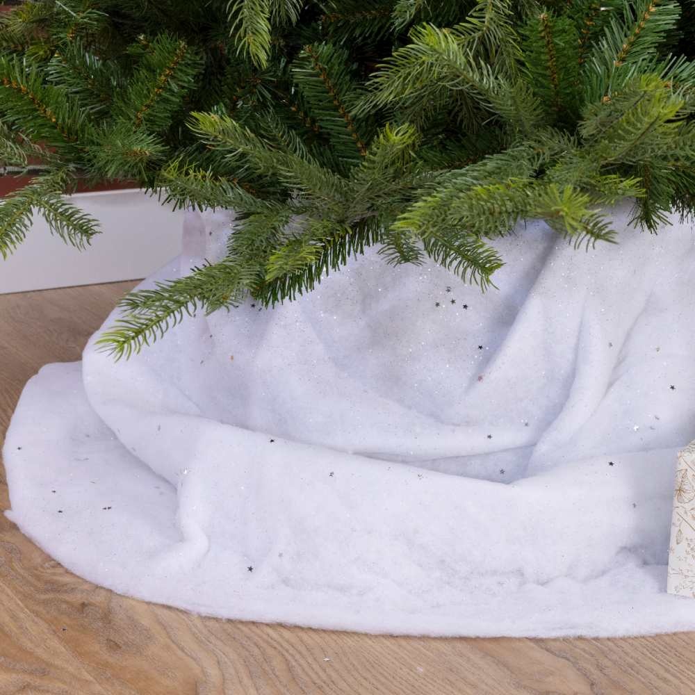 Kerstboomrok sneeuw | polyester | met glitters | 100cm