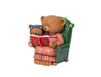 Beer met boek | polyresin | LED lampjes | 22cm