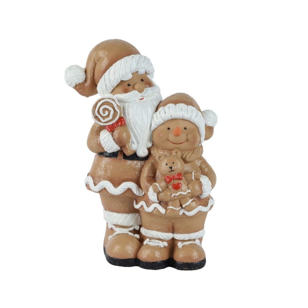 Peperkoek kerstpaar | magnesium | bruin/wit | 41,5cm