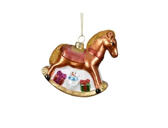 Kersthanger hobbelpaard | plastic | goud | 10cm