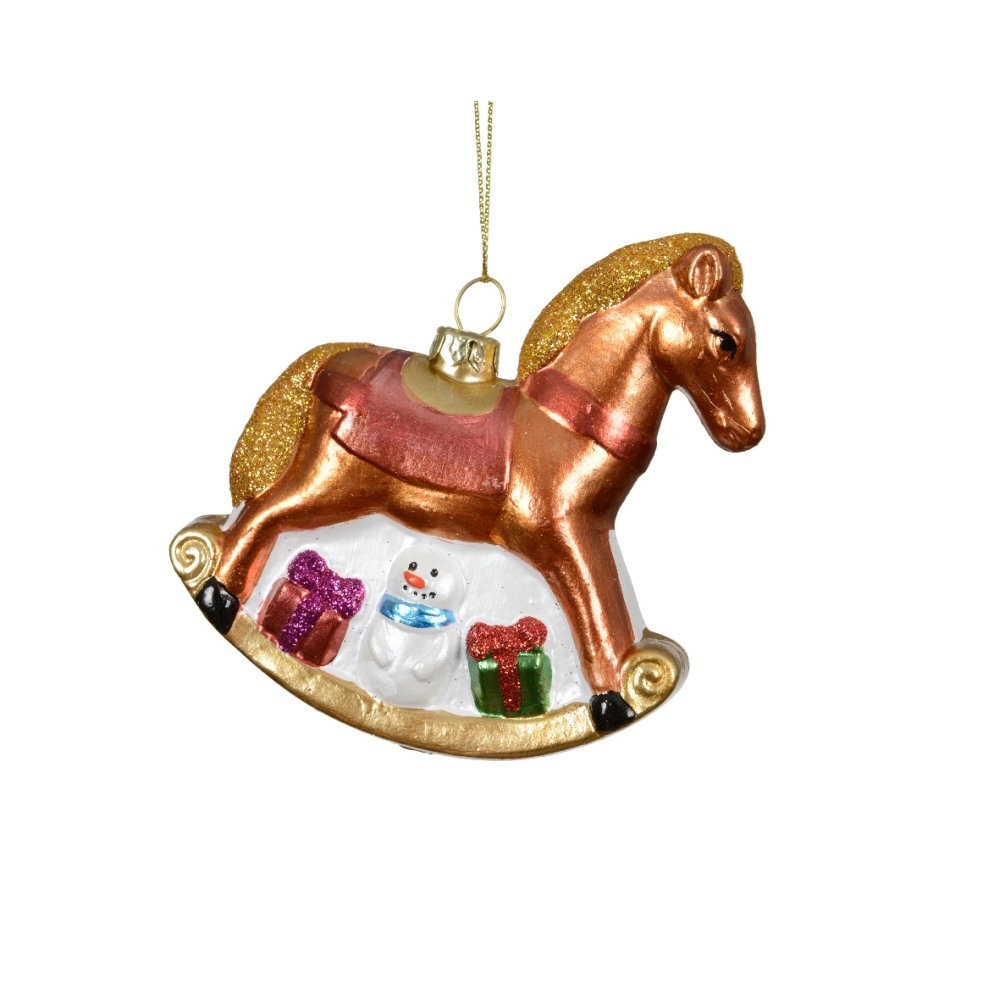 Kersthanger hobbelpaard | plastic | goud | 10cm