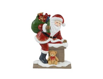 Kerstman in schoorsteen | polyresin | 25cm