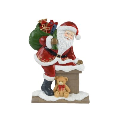 Kerstman in schoorsteen | polyresin | 25cm