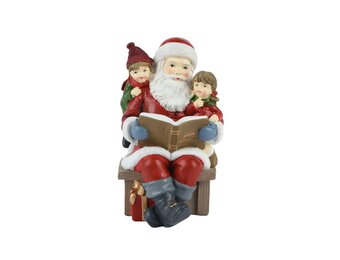 Kerstman met leesboek | polyresin | 18cm