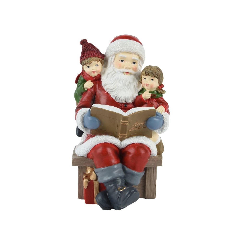 Kerstman met leesboek | polyresin | 18cm